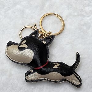 Adorable Black and Gold Cartoon Dog Bag Purse Backpack Charm  Keychain